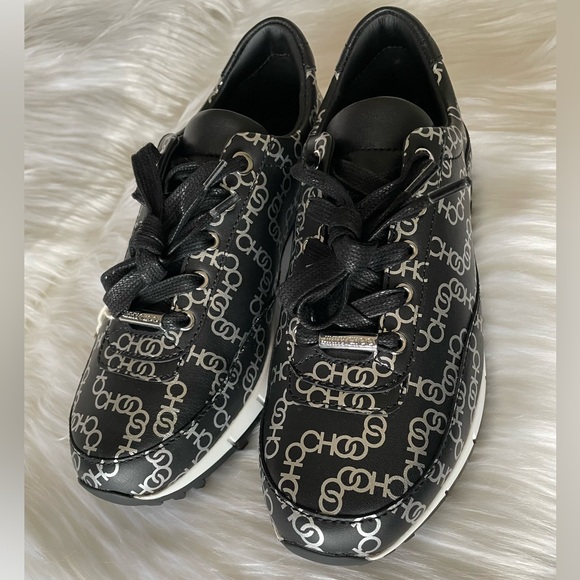 Jimmy Choo Shoes - Jimmy Choo Black & Silver Leather Monza Sneakers 👟👟🌷